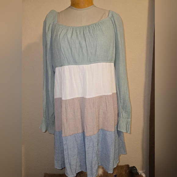 Perch By Blu Pepper 3XL Colorblock Dress In Light Blues And Greens - Picture 1 of 10